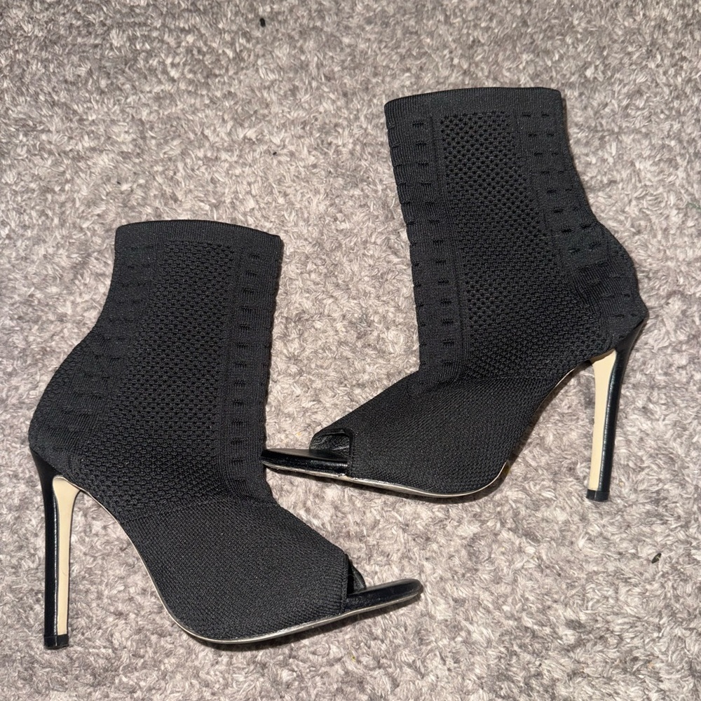 Elegant Black Peep-Toe Ankle Boots